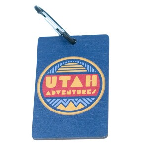 Geometric Utah Adventures Wooden Luggage Tag